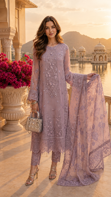 Saadia Asad | Nooriyah Luxury Chiffon | D6 - Vintage Mauve