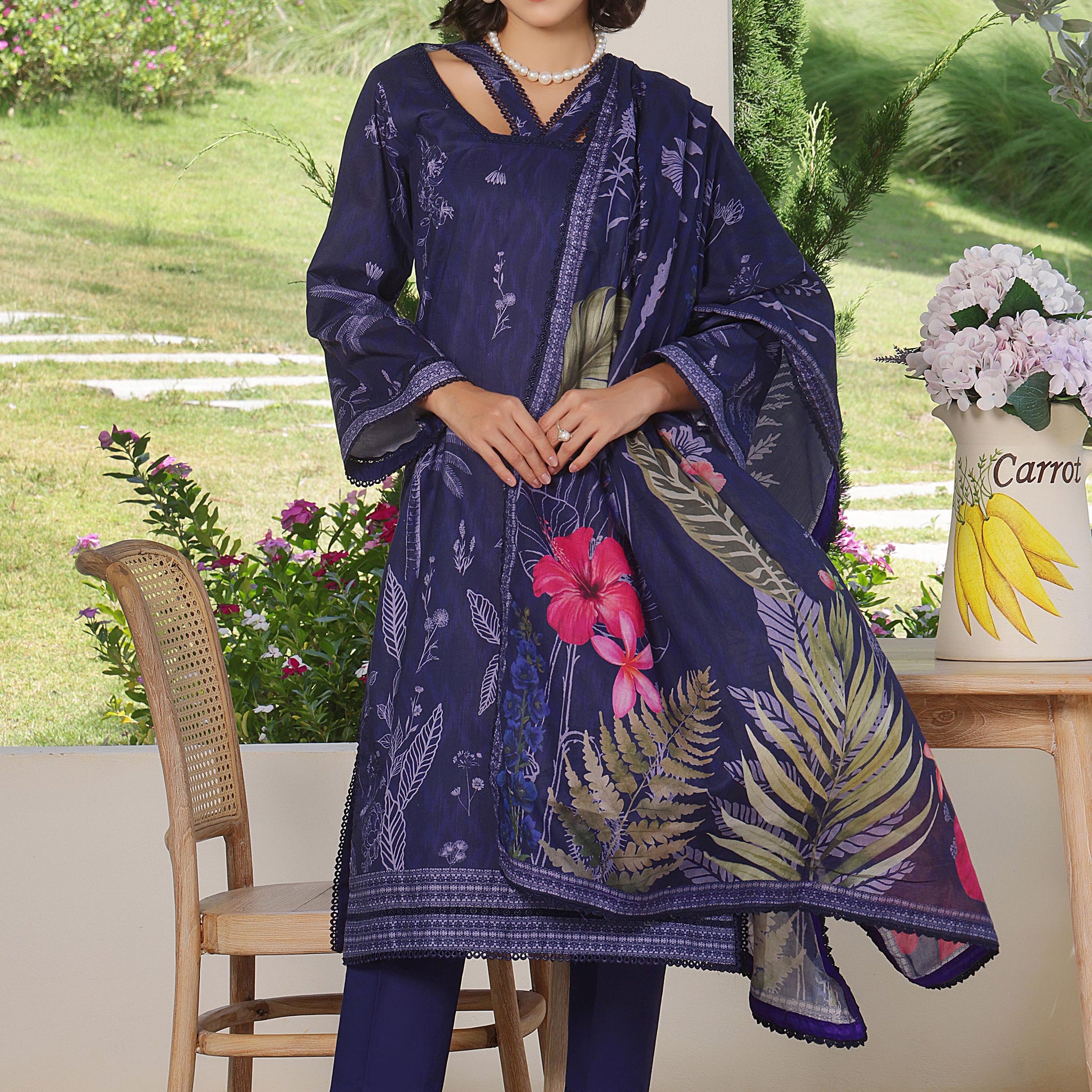 Alzohaib | Digital Printed Cambric | Colors Digital Cambric 3 Piece-CDC-25-08