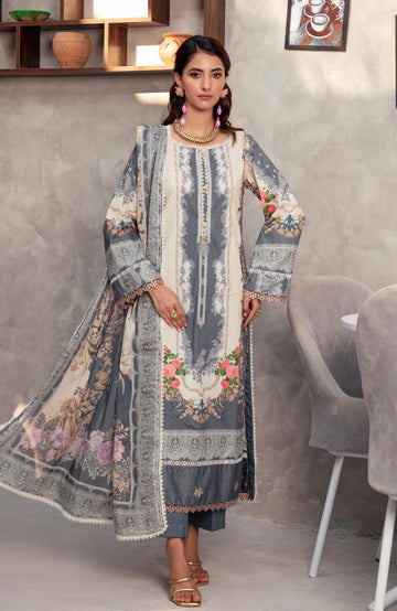 Alzohaib | Digital Printed Cambric | Colors Digital Cambric 3 Piece-CDC-2-25-08