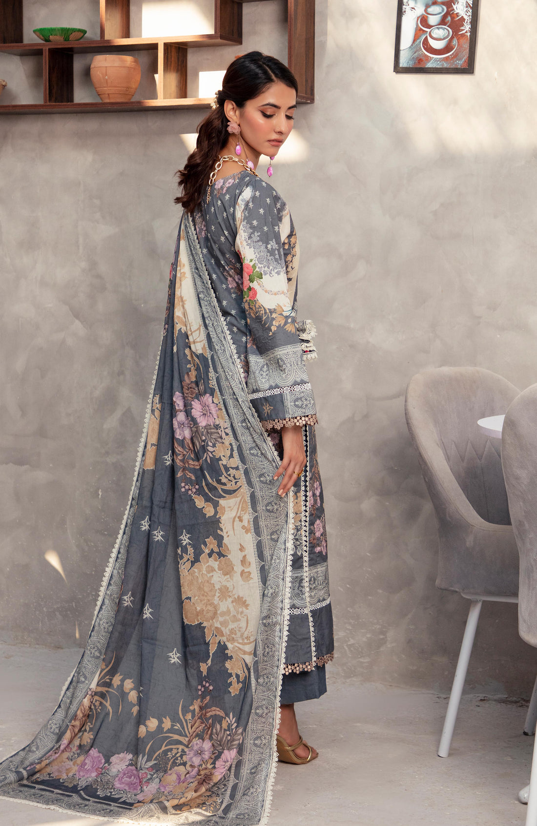Alzohaib | Digital Printed Cambric | Colors Digital Cambric 3 Piece-CDC-2-25-08