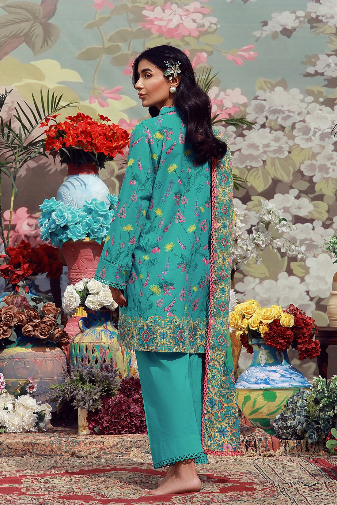 Sahar | Mirha Casual Pret | Teal Meadow