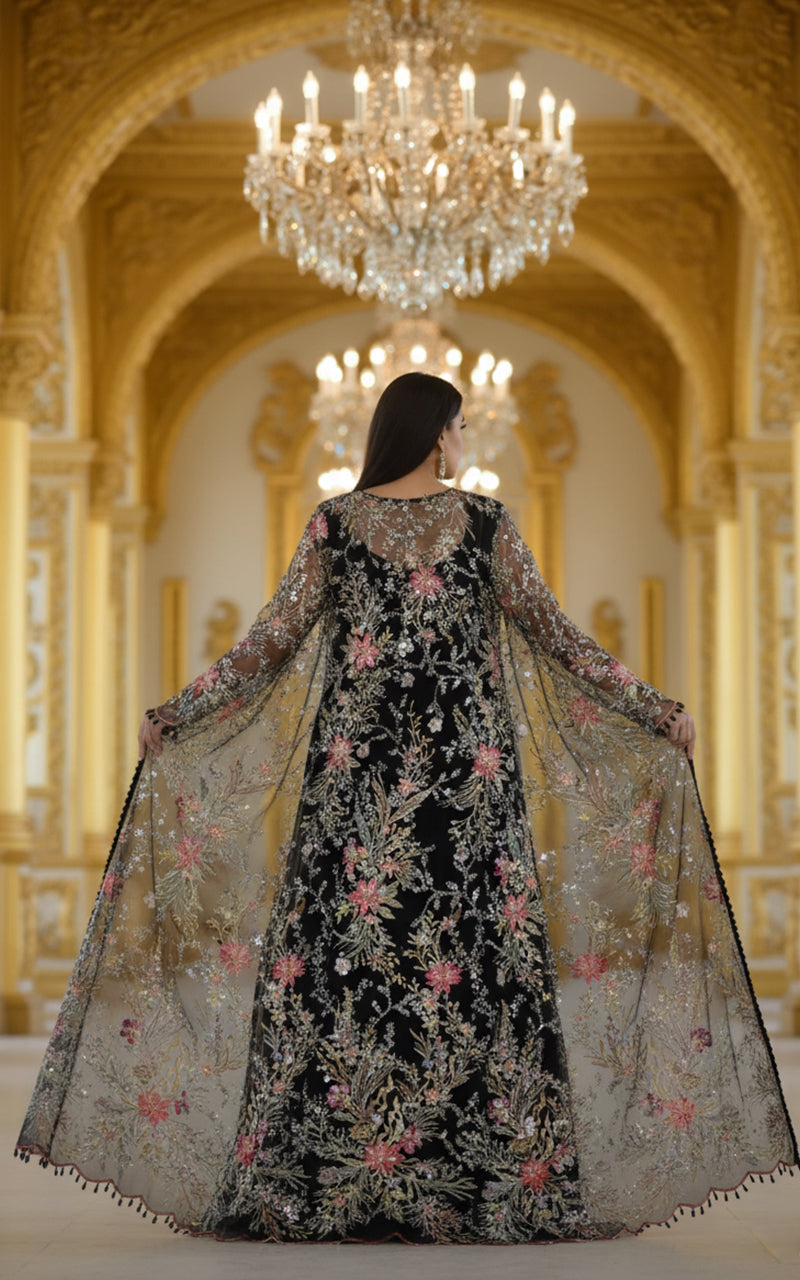 Threads and Motifs | Formal Dresses 25 | Net Embroidered Jacket With Chiffon Saree