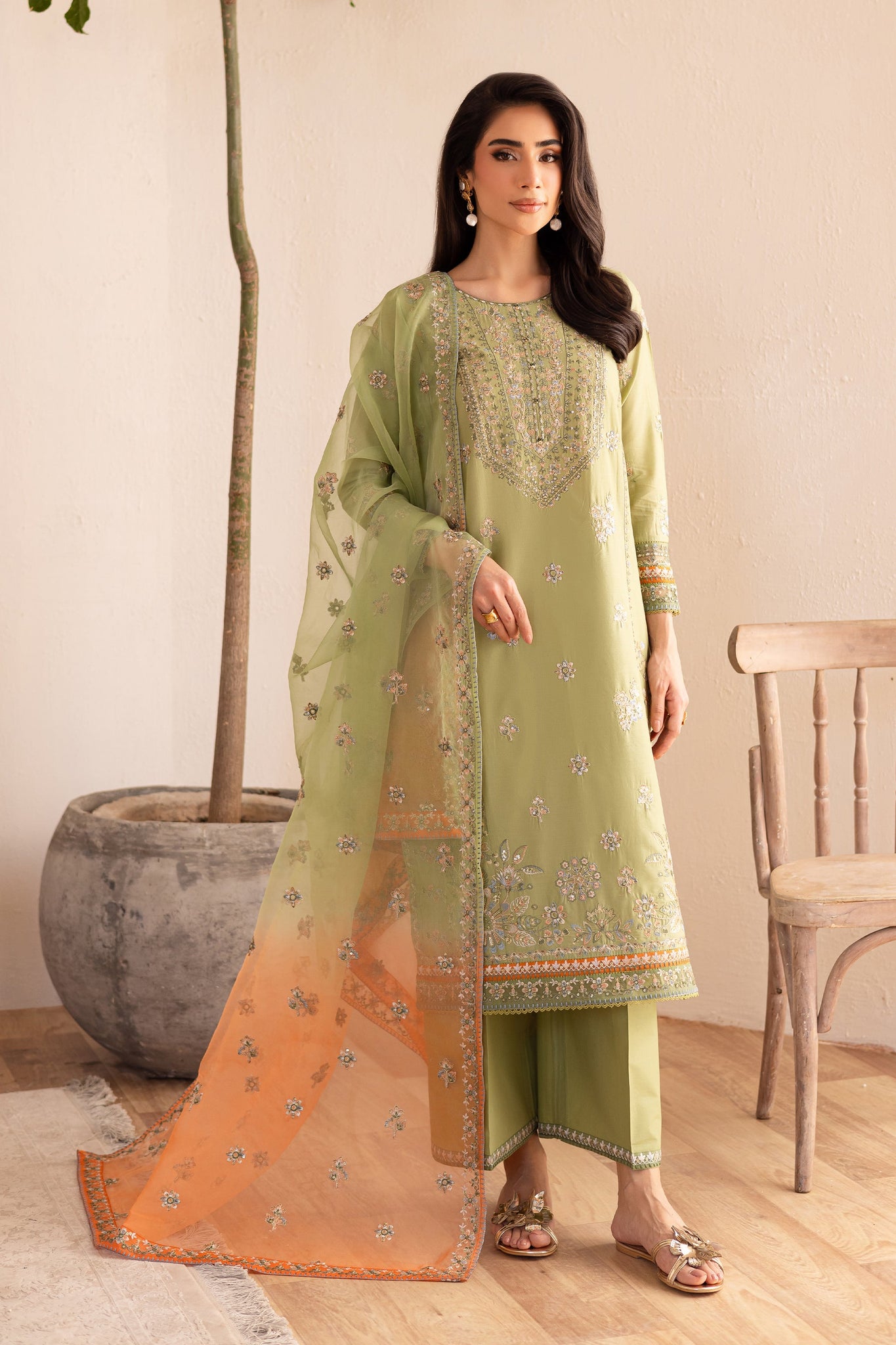 Batik | Nyra Embroidered Summer Solids | Citrus Glow