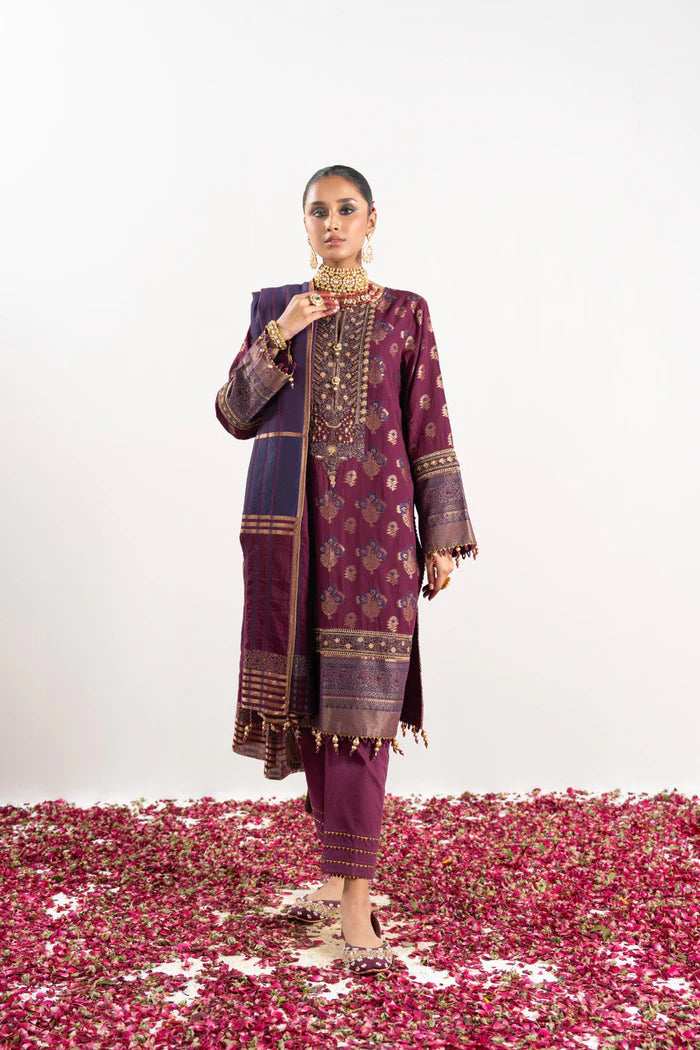 Alkaram | Festive Collection | FC-W-1A-23-3-Plum - Khanumjan  Pakistani Clothes and Designer Dresses in UK, USA 