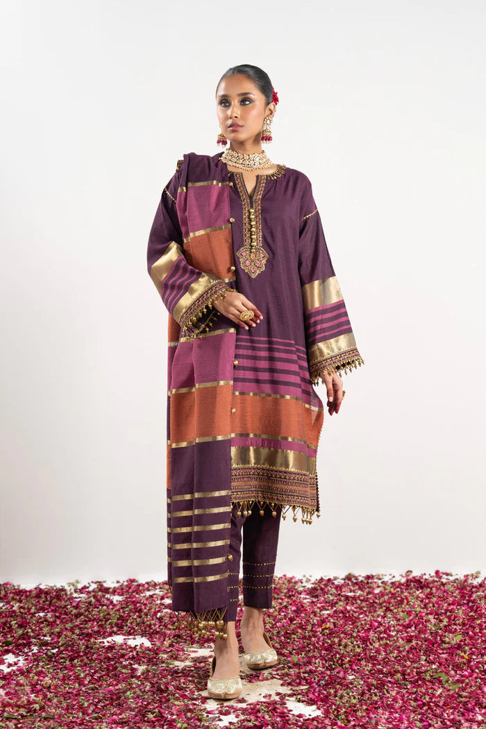 Alkaram | Festive Collection | FC-W-25I-23-3-Plum - Khanumjan  Pakistani Clothes and Designer Dresses in UK, USA 