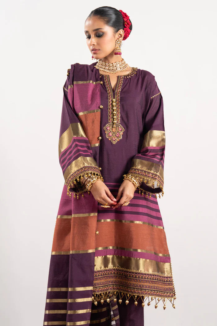 Alkaram | Festive Collection | FC-W-25I-23-3-Plum - Khanumjan  Pakistani Clothes and Designer Dresses in UK, USA 