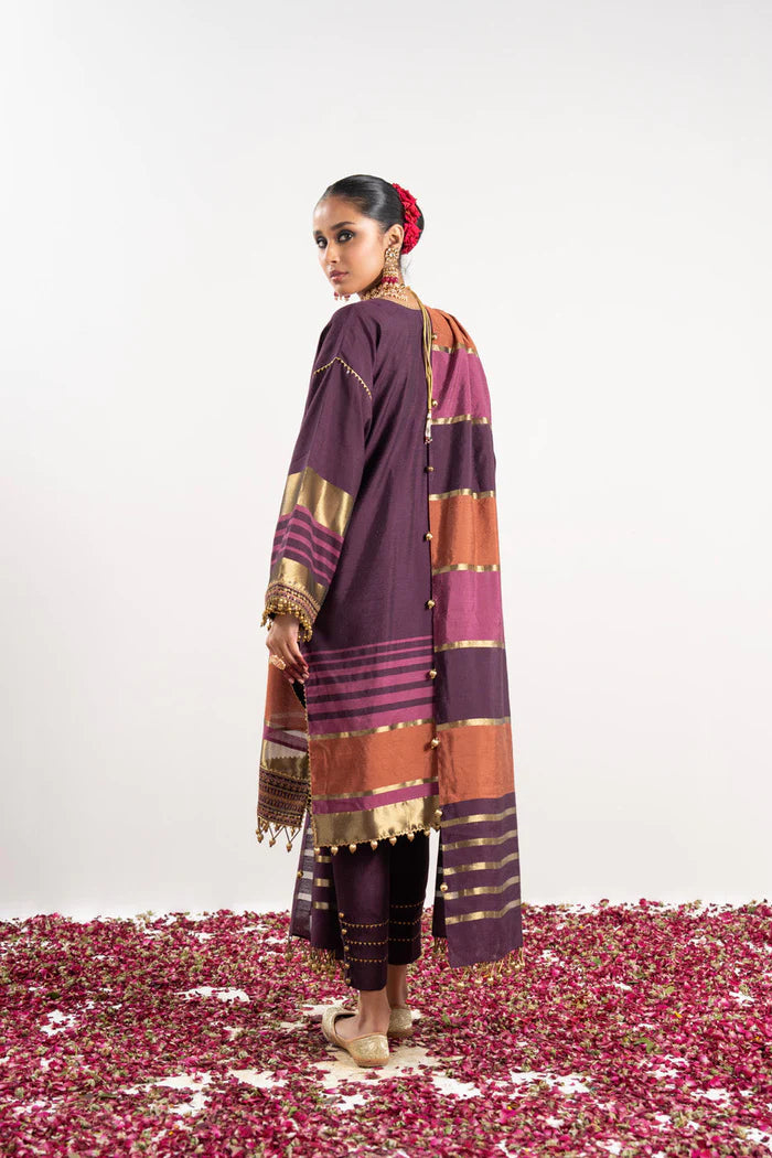 Alkaram | Festive Collection | FC-W-25I-23-3-Plum - Khanumjan  Pakistani Clothes and Designer Dresses in UK, USA 