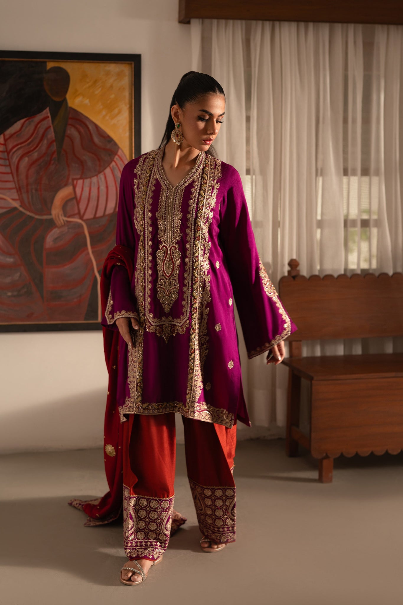 Ammara Khan | Ronaq Luxury Formals | Eastern Boho Glam Set (D-07)