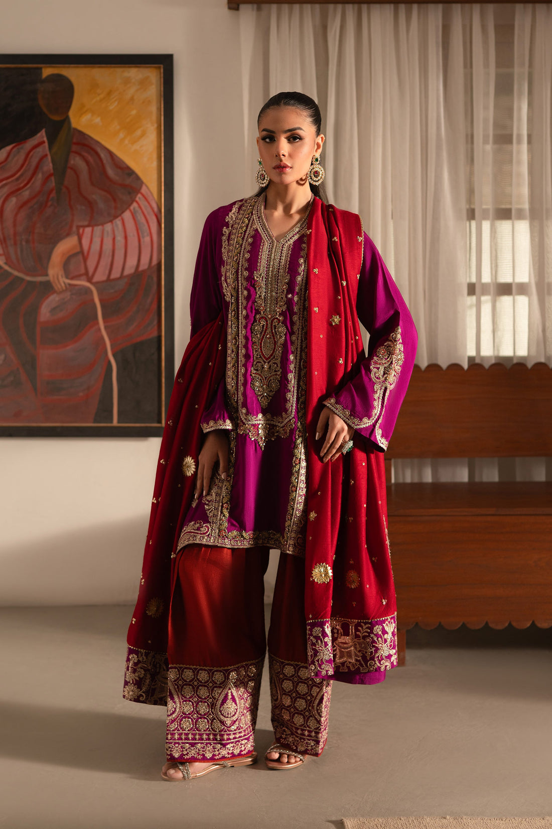 Ammara Khan | Ronaq Luxury Formals | Eastern Boho Glam Set (D-07)