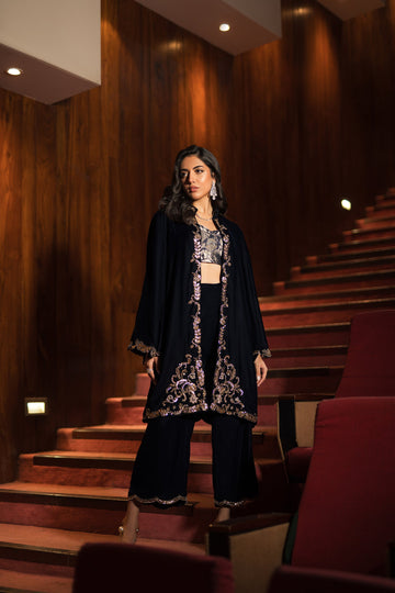 Ammara Khan | Rendezvous Velvet | Grand Navy Blue Velvet Set (D-07)