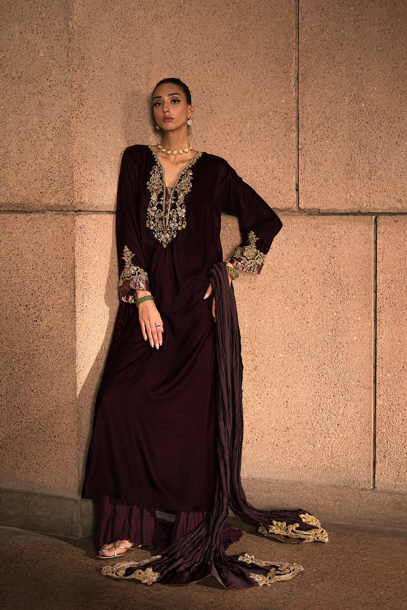 Ammara Khan | Rendezvous Velvet | Majestic Plum Velvet Ensemble (D-05)