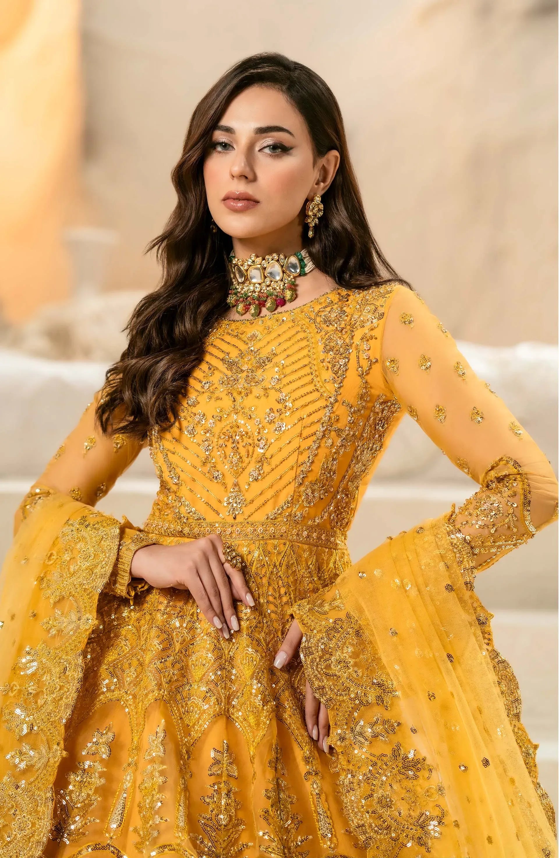 size 30 plus size formal dresses EMBROIDERED ORGANZA FORMAL DRESS by Malbusaat main image 1
