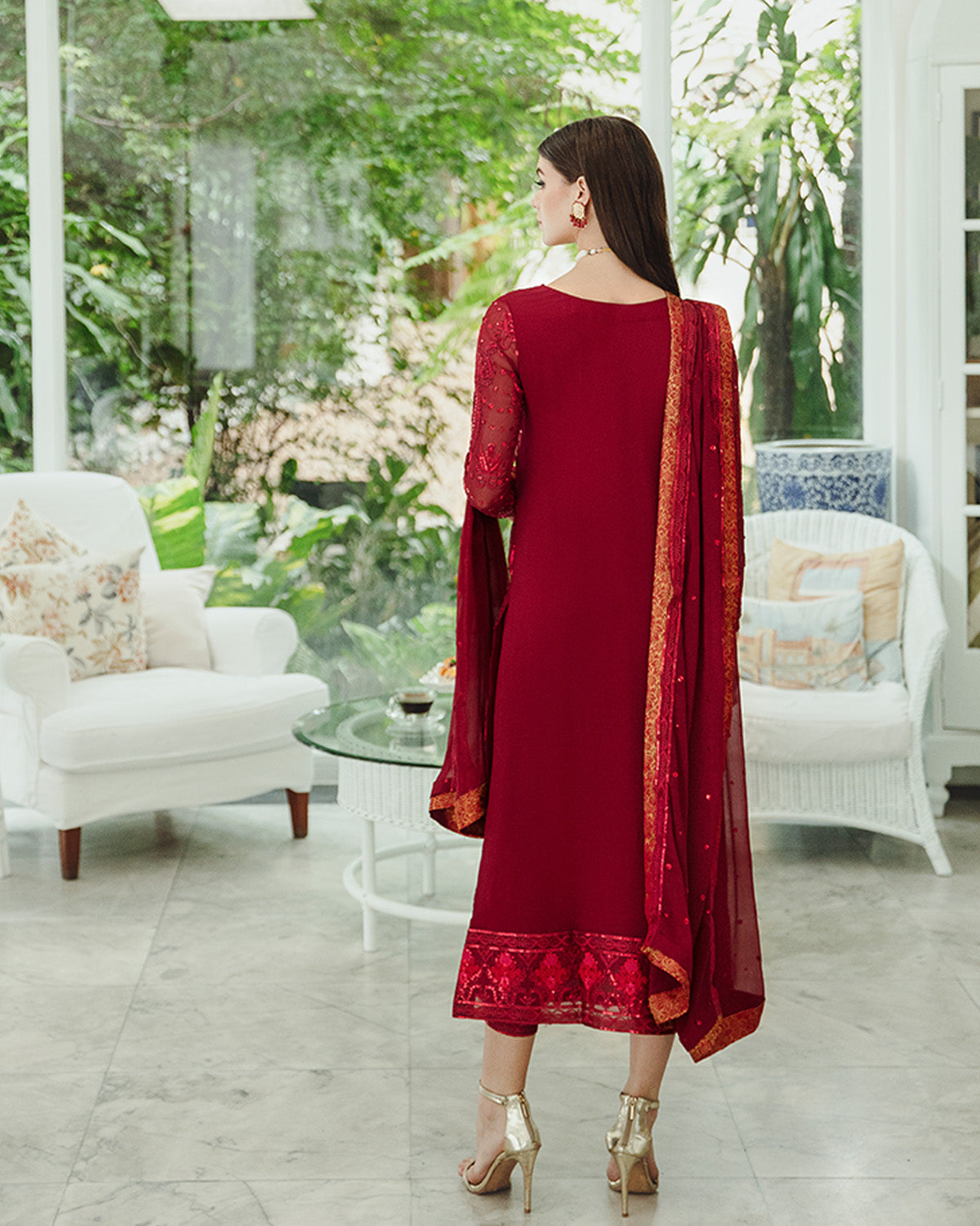 Maryum n Maria | Freesia Ariya Formals | SW23-506 - Crimson - Shadi - Khanumjan  Pakistani Clothes and Designer Dresses in UK, USA 