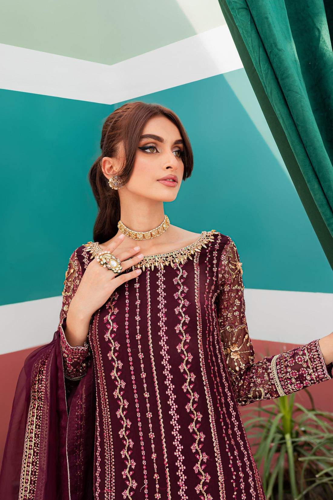 Batik | Desire Formal Dresses | Burgundy Abar - Khanumjan  Pakistani Clothes and Designer Dresses in UK, USA 