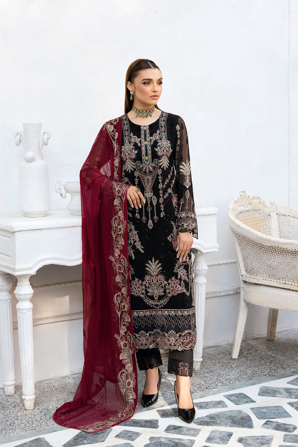 Ramsha | Chevron Chiffon Collection | A-1008