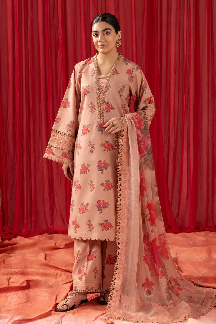 Alizeh | Sheen Lawn Prints 24 | Coral Peach - Khanumjan  Pakistani Clothes and Designer Dresses in UK, USA 