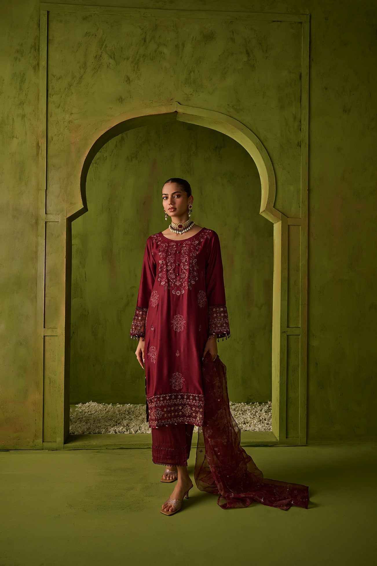 Dhanak | Festive Formals | SS24DU-3197 MAROON 3Pcs