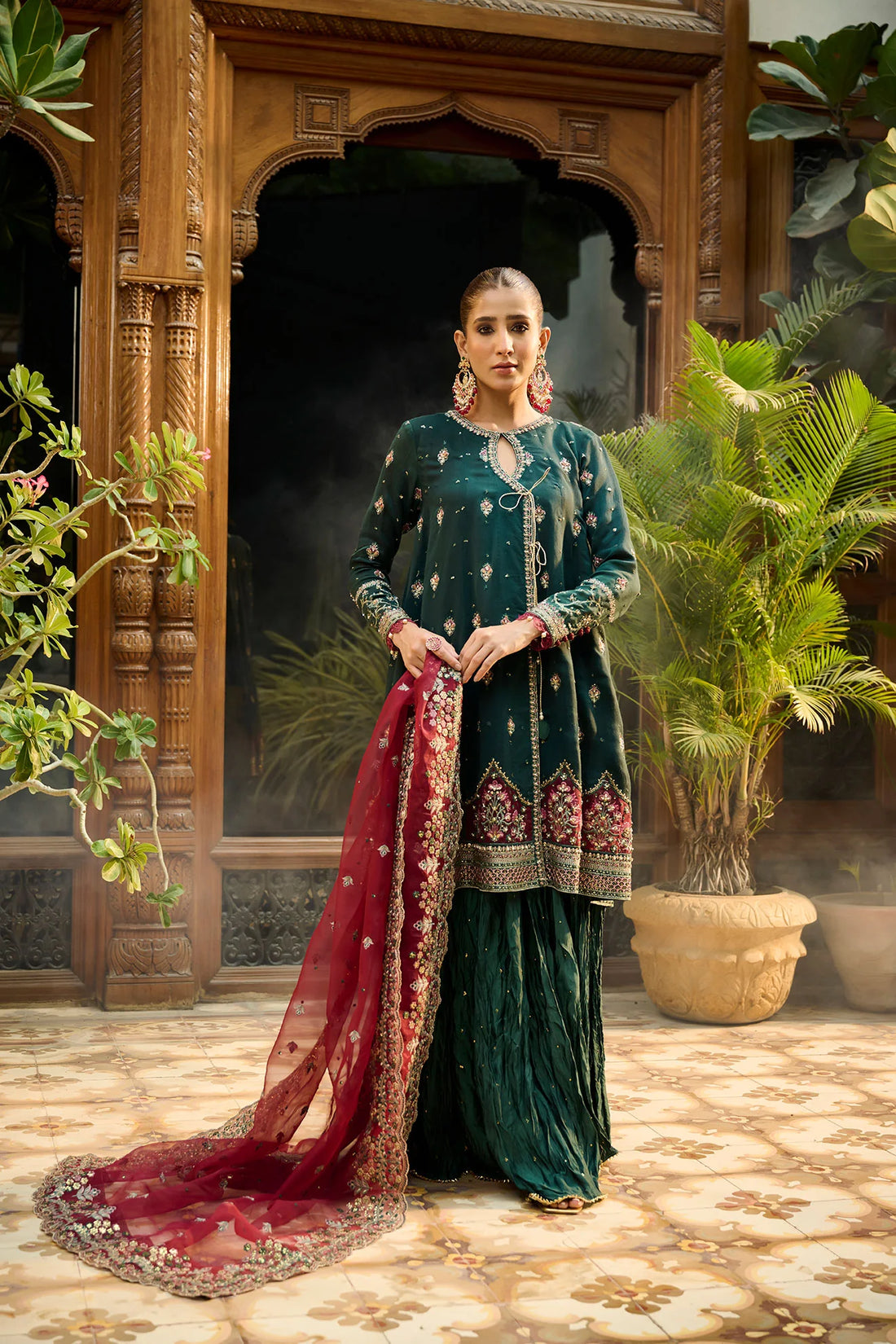 Dhanak | Bridal Couture | HF-3008 DARK GREEN - Khanumjan  Pakistani Clothes and Designer Dresses in UK, USA 