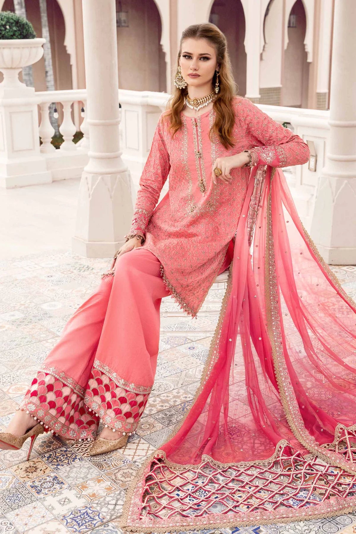 Maria B | Sateen Formals 23 | Candy Pink CST-701 - Khanumjan  Pakistani Clothes and Designer Dresses in UK, USA 