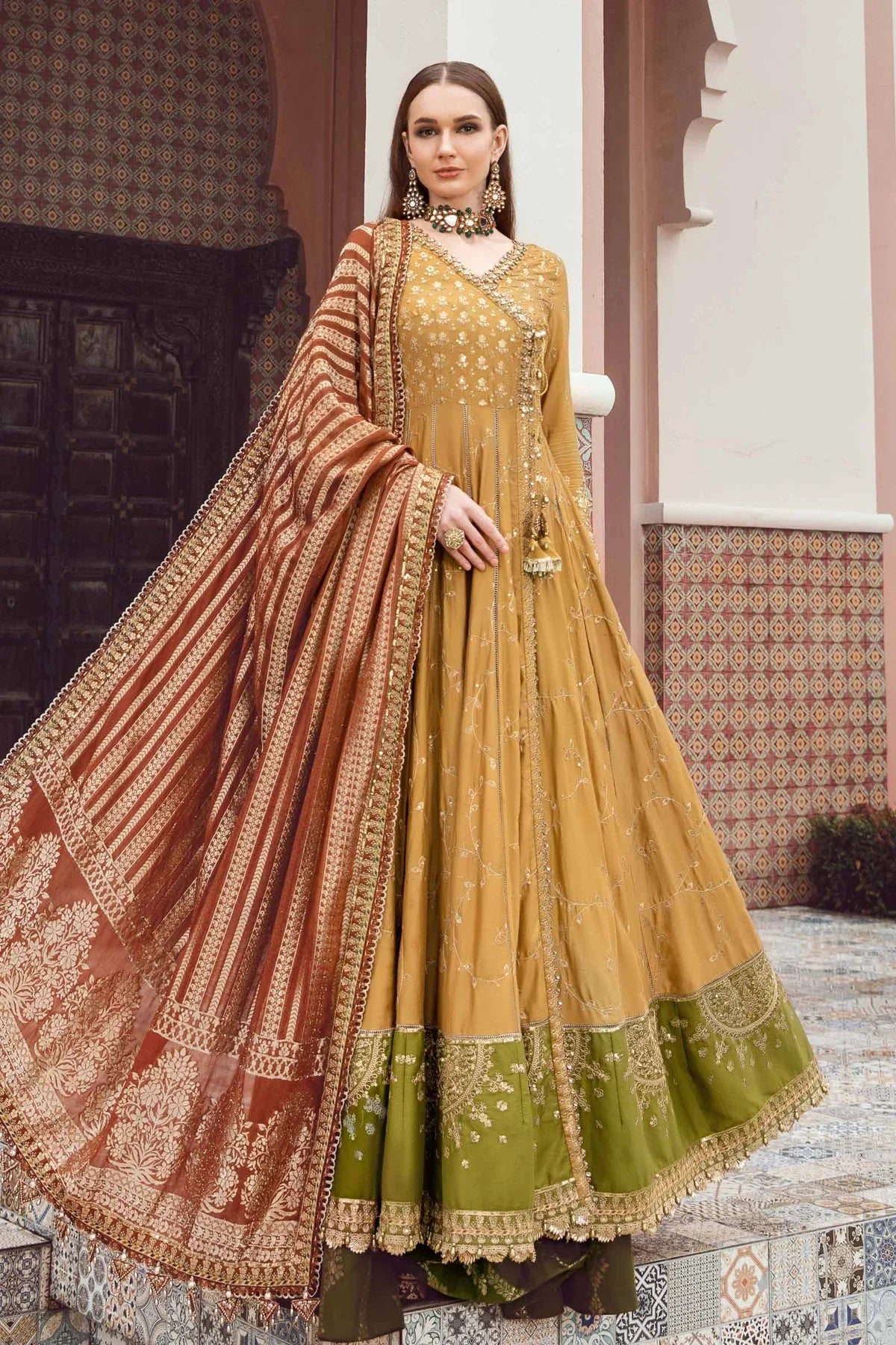 Maria B | Sateen Formals 23 | Mustard CST-702 - Khanumjan  Pakistani Clothes and Designer Dresses in UK, USA 