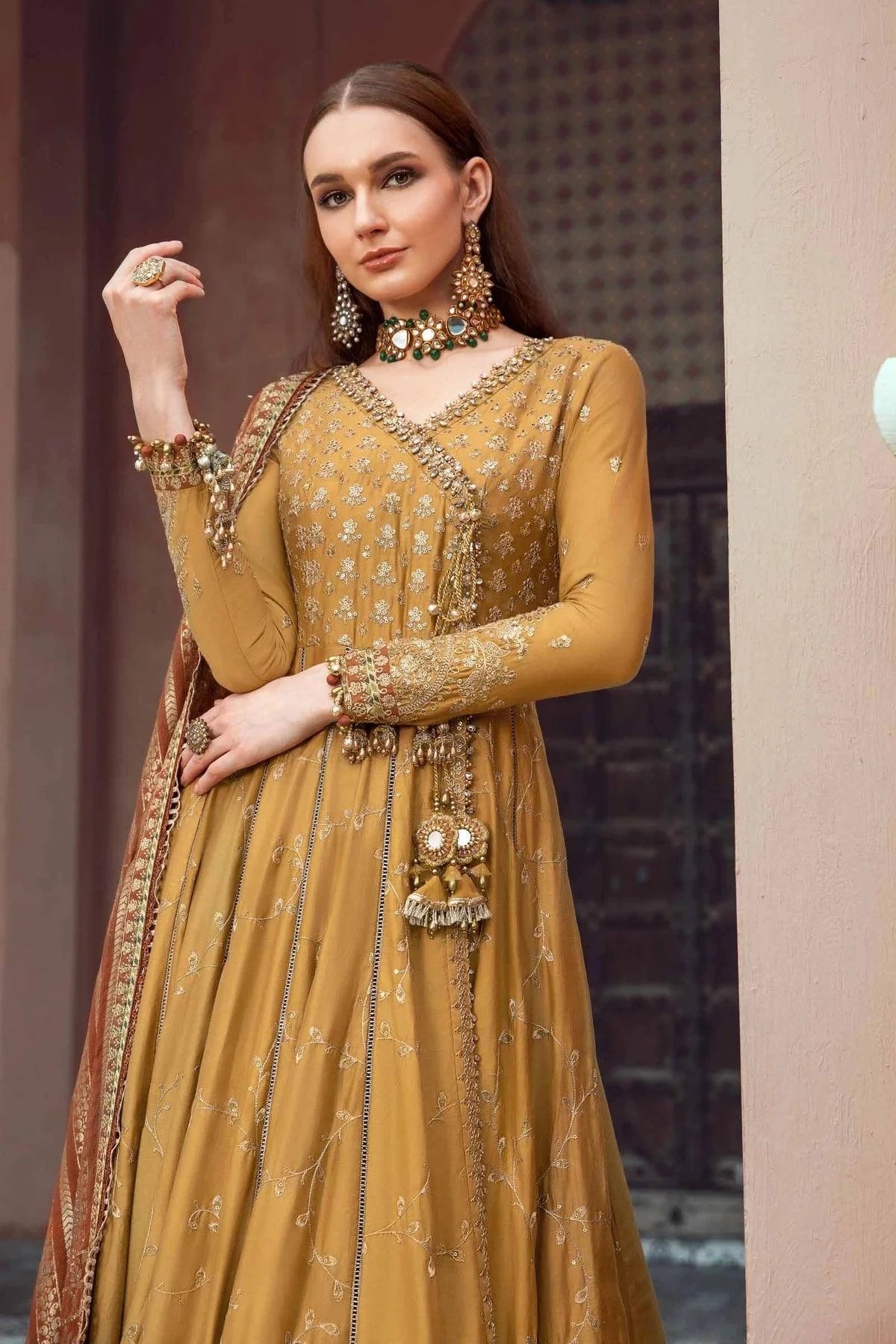 Maria B | Sateen Formals 23 | Mustard CST-702 - Khanumjan  Pakistani Clothes and Designer Dresses in UK, USA 