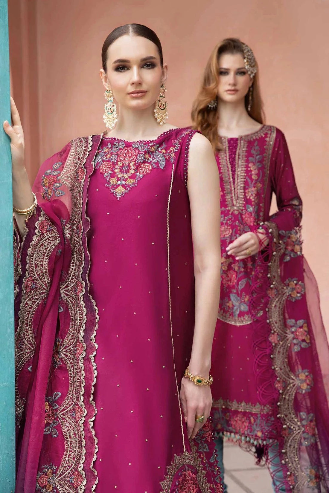 Maria B | Sateen Formals 23 | Magenta CST-704 - Khanumjan  Pakistani Clothes and Designer Dresses in UK, USA 