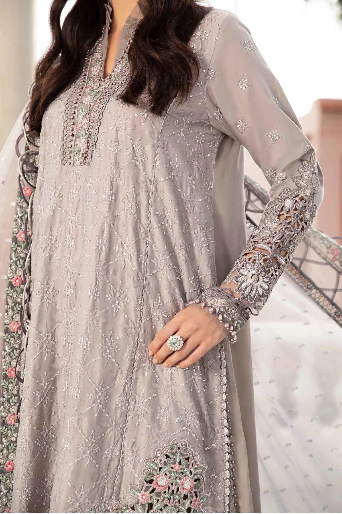 Maria B | Sateen Formals 23 | Grey CST-707 - Khanumjan  Pakistani Clothes and Designer Dresses in UK, USA 