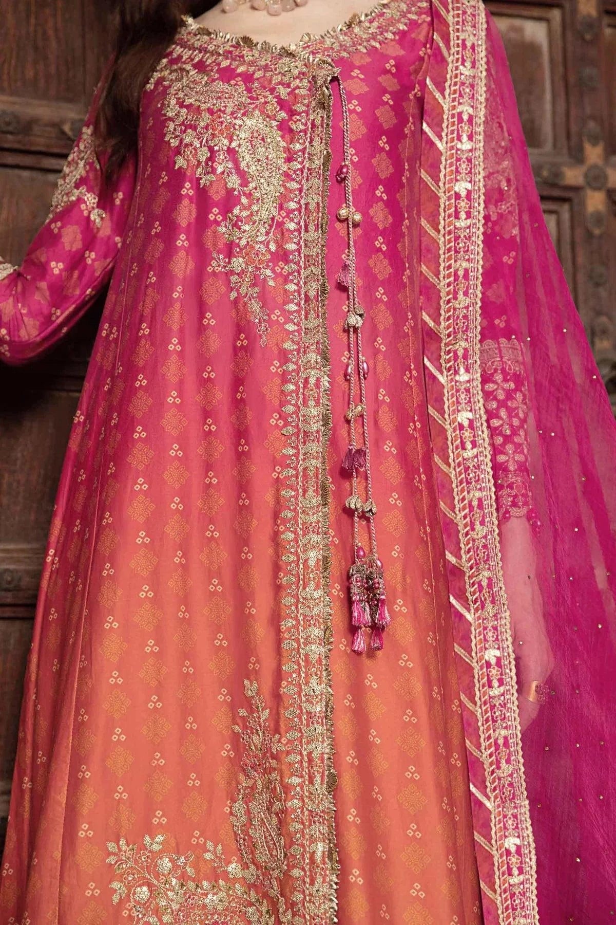 Maria B | Sateen Formals 23 | Fuchsia Pink CST-709 - Khanumjan  Pakistani Clothes and Designer Dresses in UK, USA 