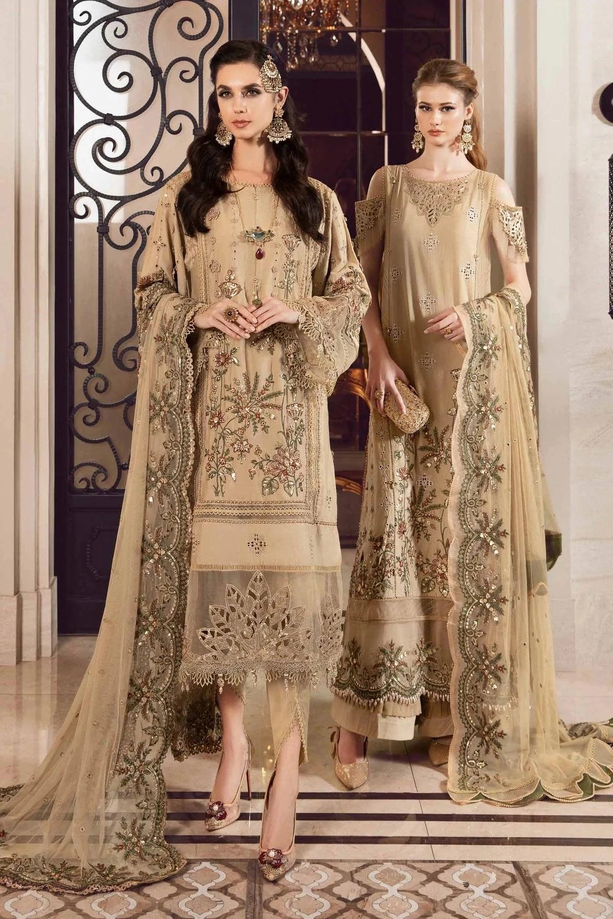 Maria B | Sateen Formals 23 | Beige CST-712 - Khanumjan  Pakistani Clothes and Designer Dresses in UK, USA 