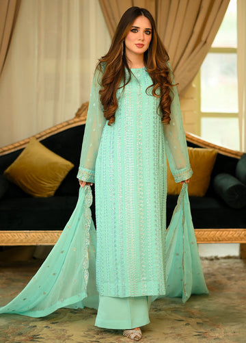 Sahane | Luxury Lawn and Formal Dresses | CT 12002 - Azure Allure Skyblue - LUXE PRET