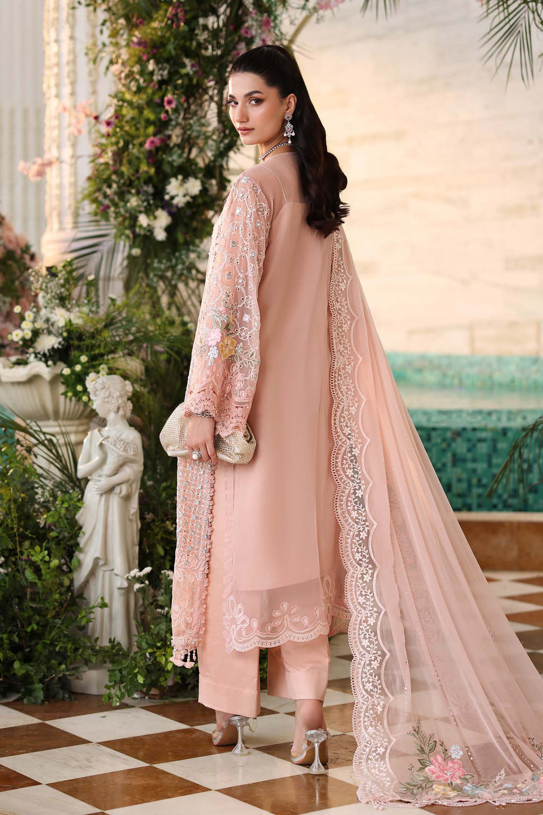 Maria b | Chiffon Formals 26 | MPC-26-104-Peach Pink
