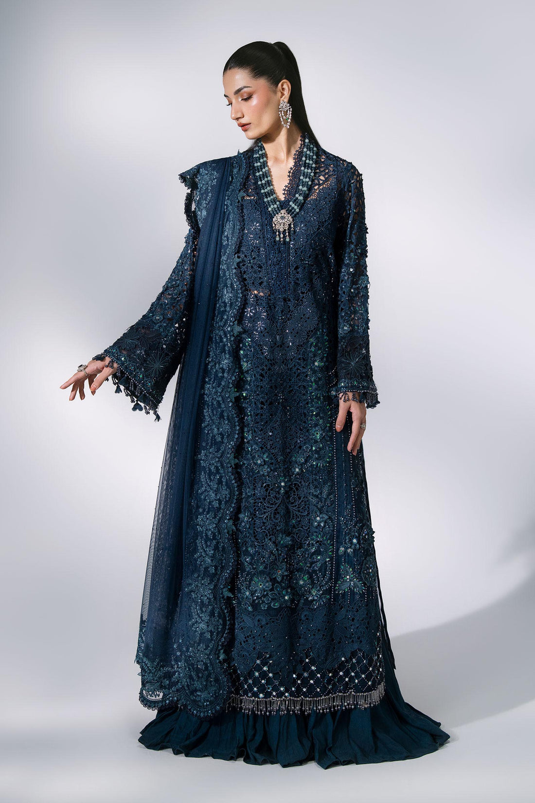 Maria B | Mbroidered Wedding Formals 26 | BD-3106-Peacock Blue