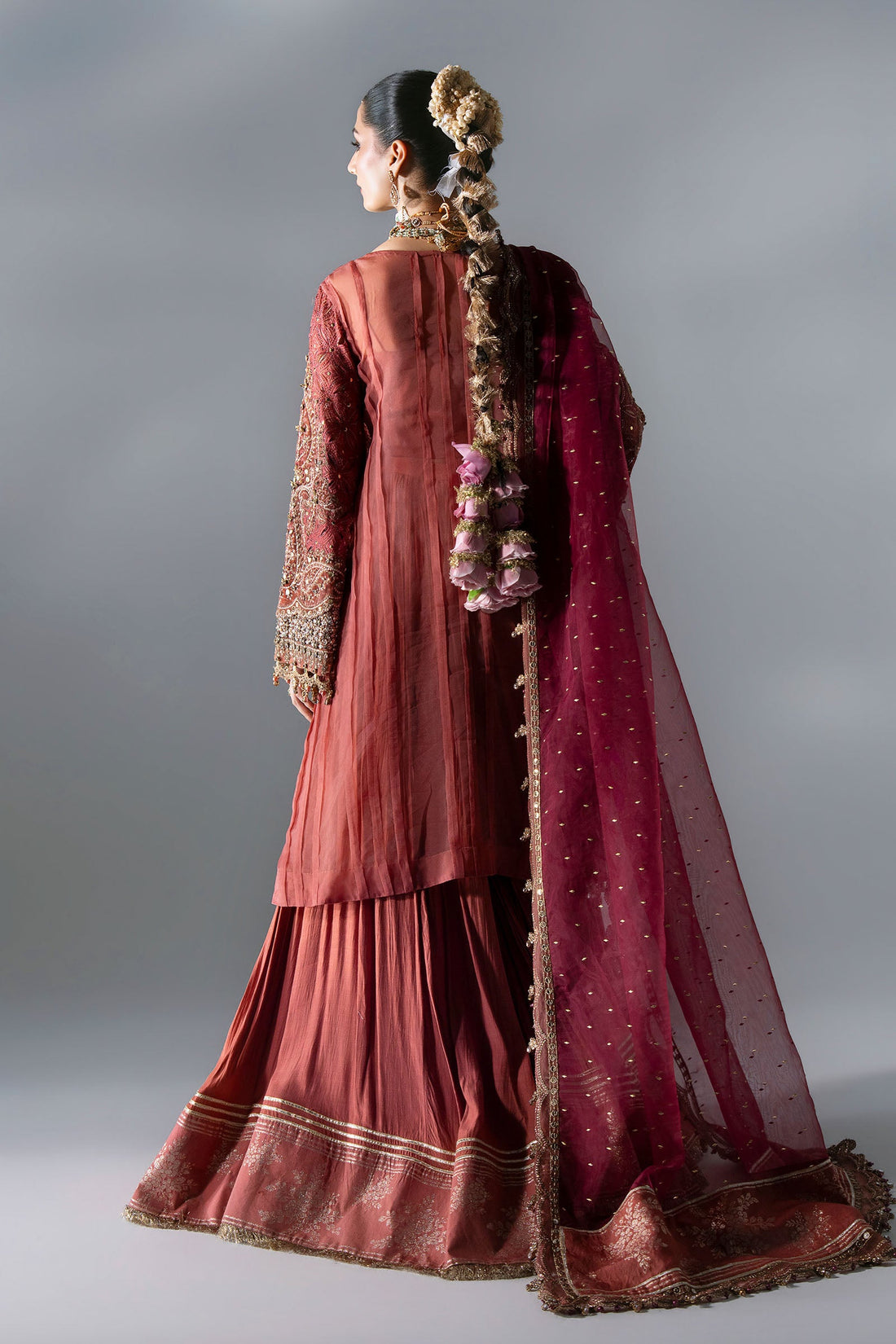 Maria B | Mbroidered Wedding Formals 26 | BD-3108-Deep Salmon pink