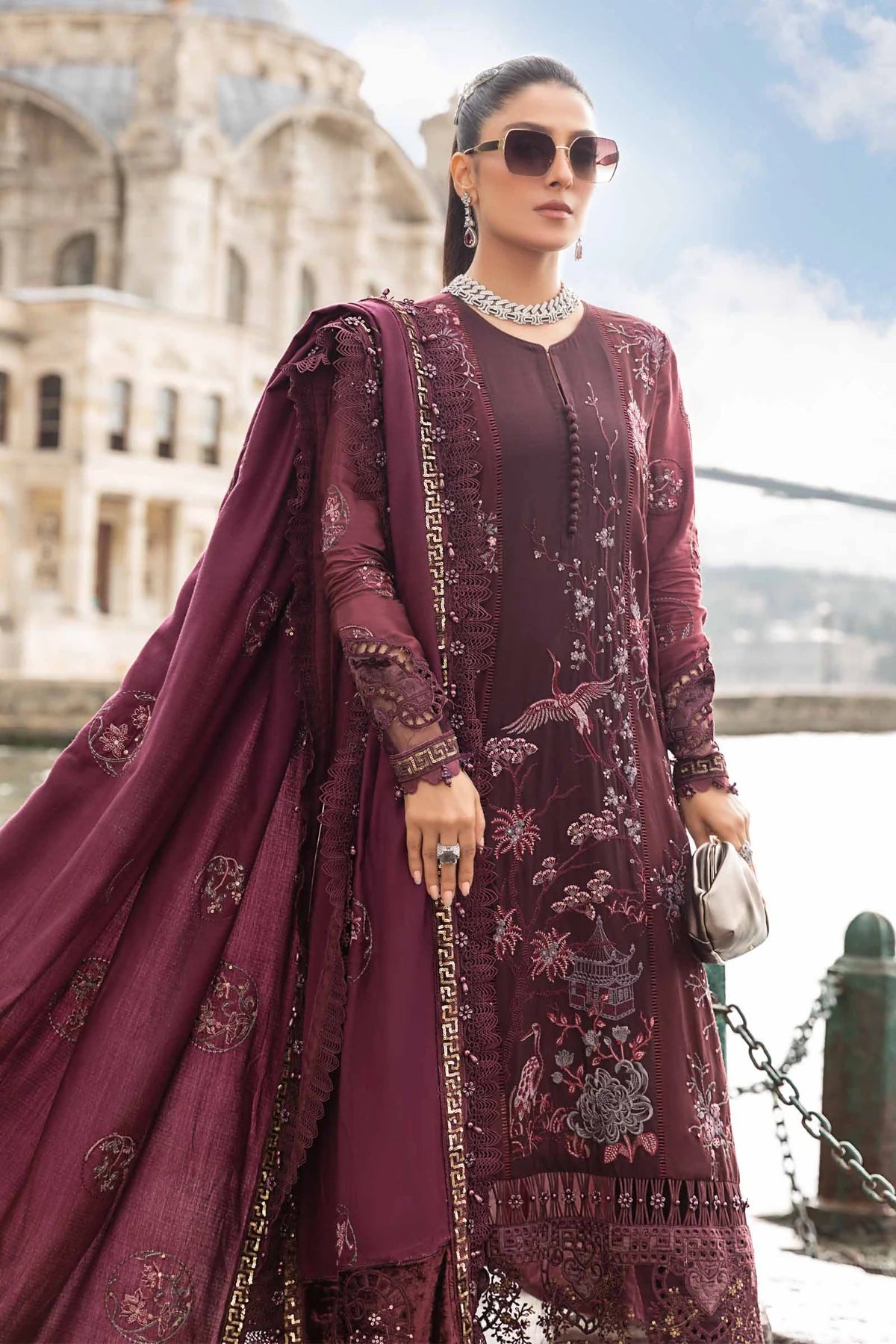 Maria B | Linen 23 | Aubergine DL-1103 - Khanumjan  Pakistani Clothes and Designer Dresses in UK, USA 