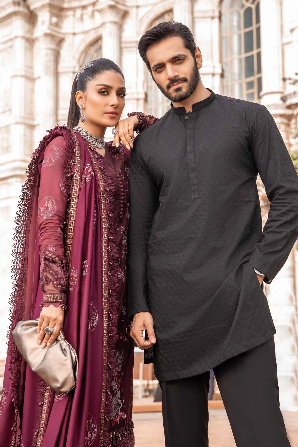 Maria B | Linen 23 | Aubergine DL-1103 - Khanumjan  Pakistani Clothes and Designer Dresses in UK, USA 