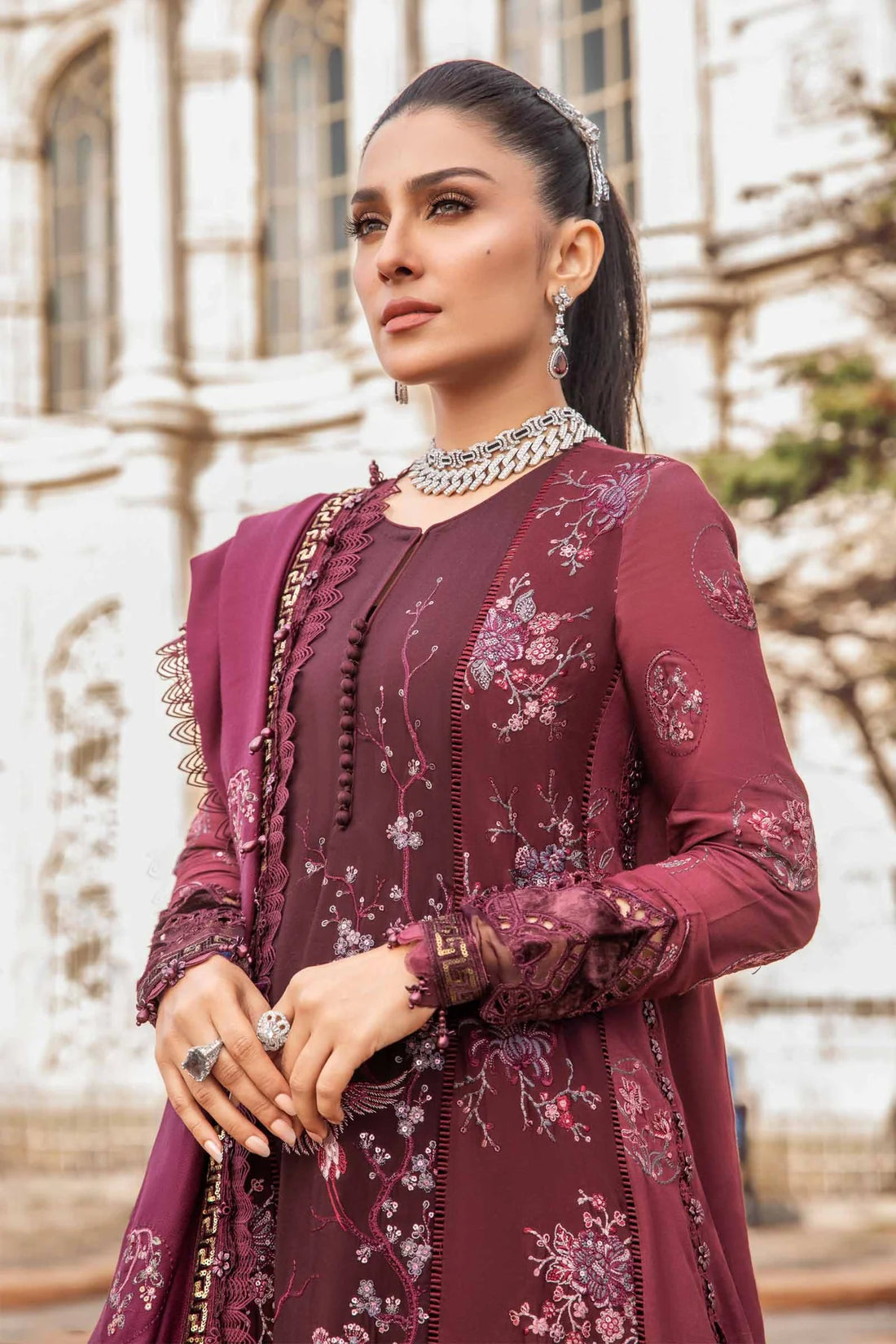 Maria B | Linen 23 | Aubergine DL-1103 - Khanumjan  Pakistani Clothes and Designer Dresses in UK, USA 