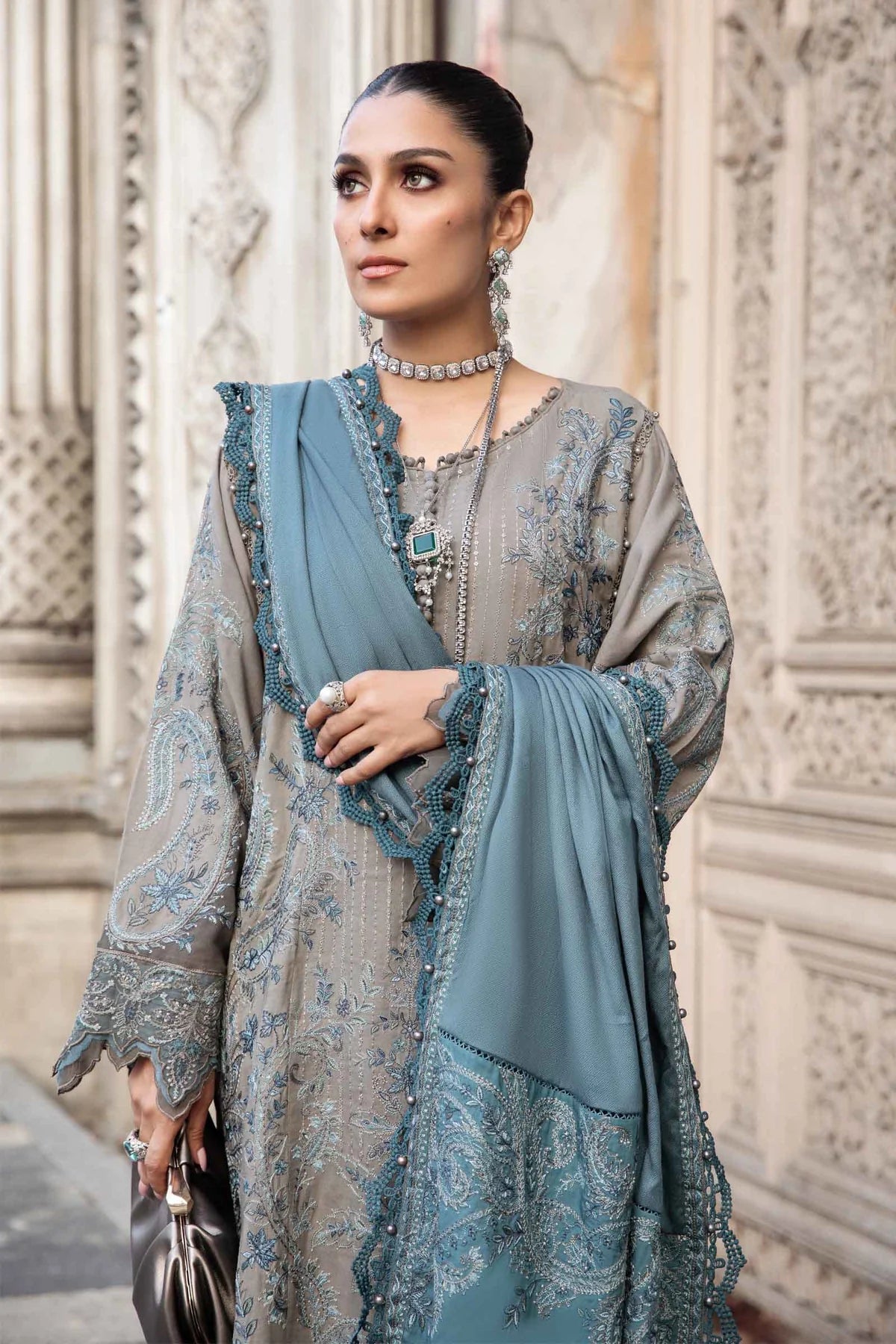 Maria B | Linen 23 | Grey DL-1104 - Khanumjan  Pakistani Clothes and Designer Dresses in UK, USA 