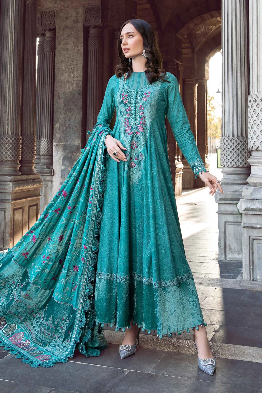 Maria B | Linen 23 | Teal DL-1105 - Khanumjan  Pakistani Clothes and Designer Dresses in UK, USA 