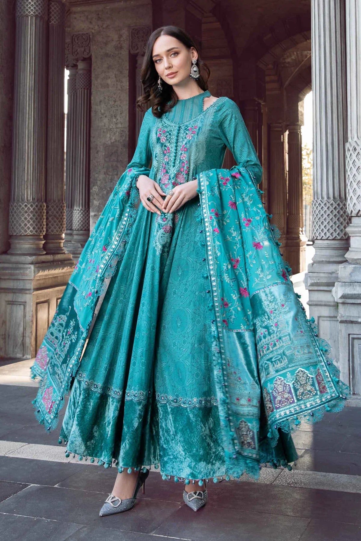 Maria B | Linen 23 | Teal DL-1105 - Khanumjan  Pakistani Clothes and Designer Dresses in UK, USA 