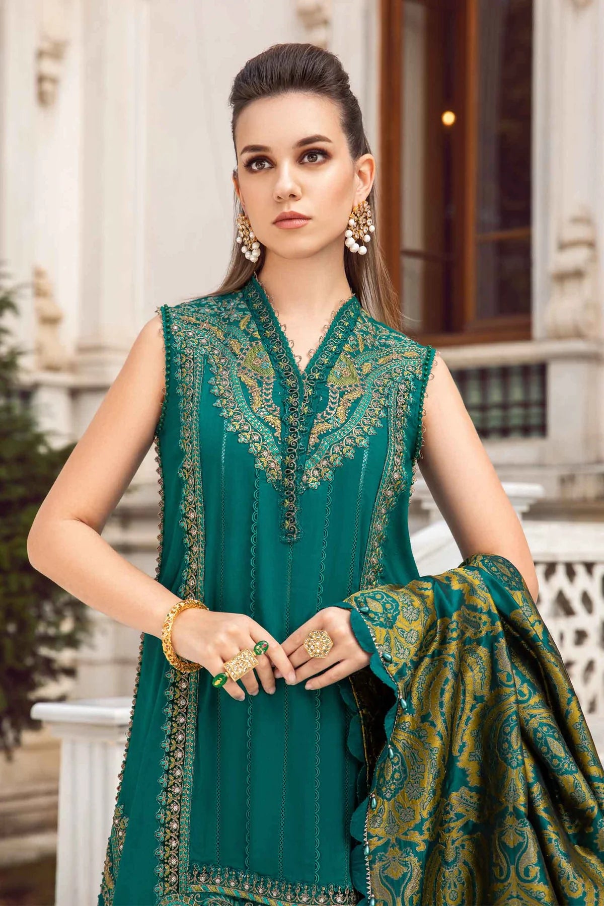 Maria B | Linen 23 | Emerald Green DL-1107 - Khanumjan  Pakistani Clothes and Designer Dresses in UK, USA 