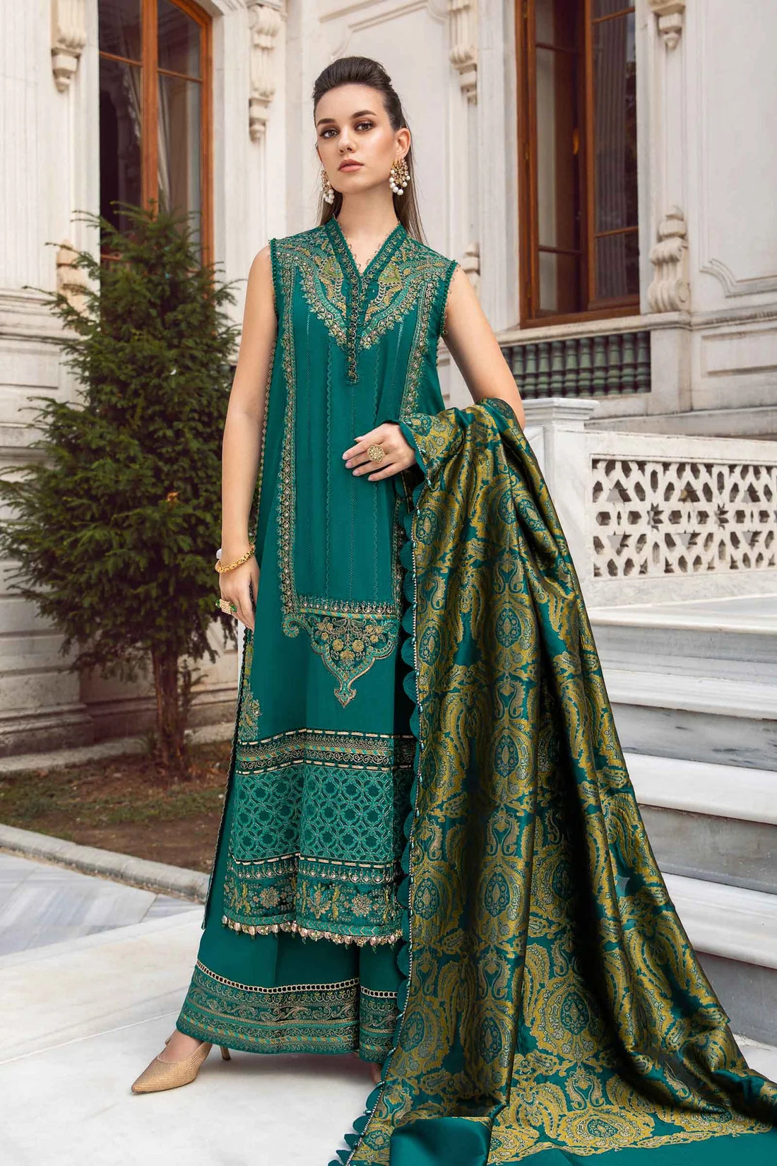 Maria B | Linen 23 | Emerald Green DL-1107 - Khanumjan  Pakistani Clothes and Designer Dresses in UK, USA 