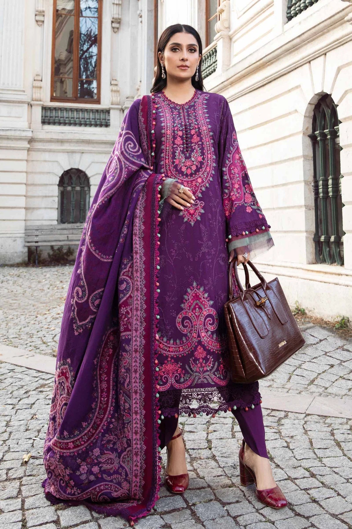 Maria B | Linen 23 | Purple DL-1108 - Khanumjan  Pakistani Clothes and Designer Dresses in UK, USA 