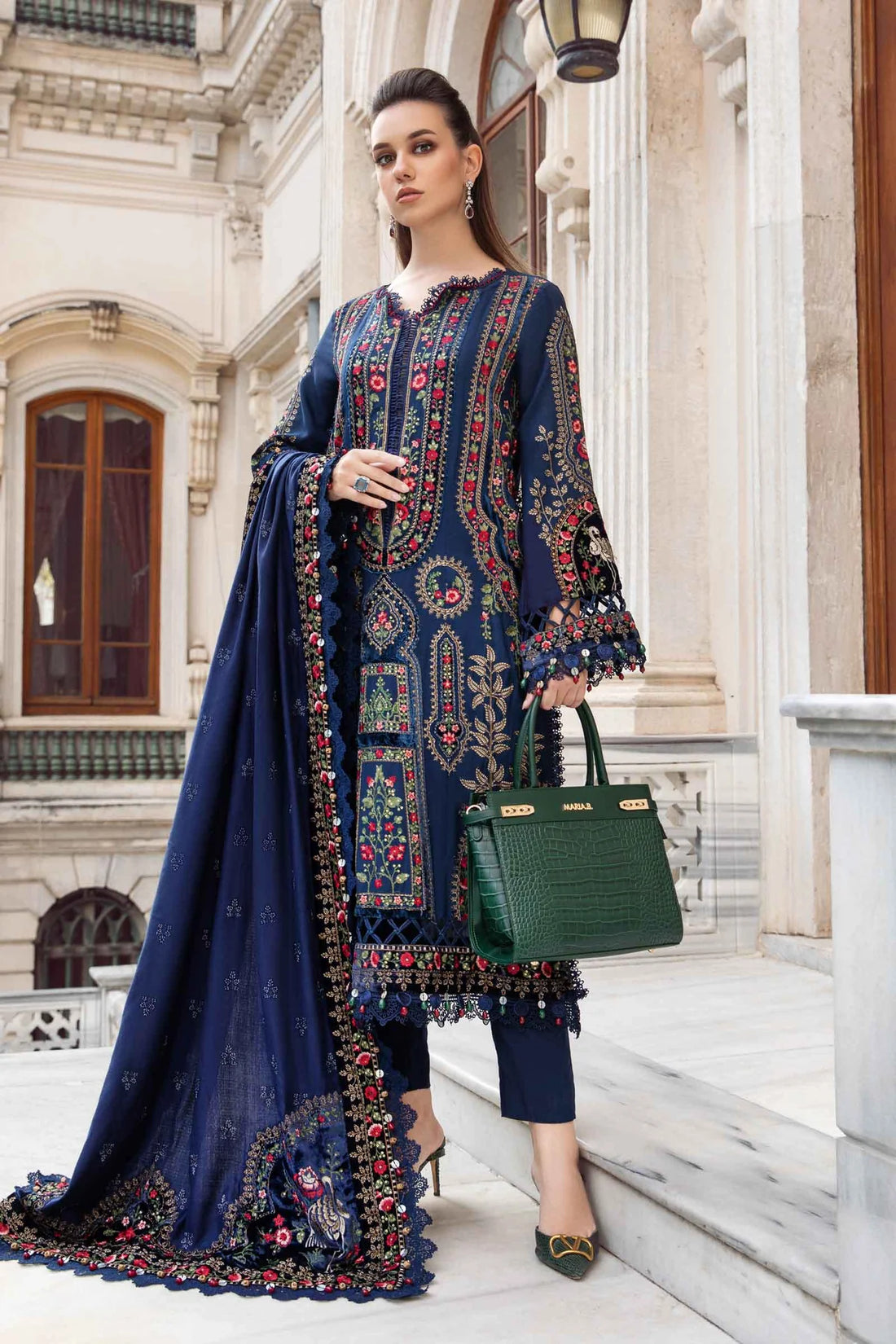 Maria B | Linen 23 | Navy Blue DL-1109 - Khanumjan  Pakistani Clothes and Designer Dresses in UK, USA 