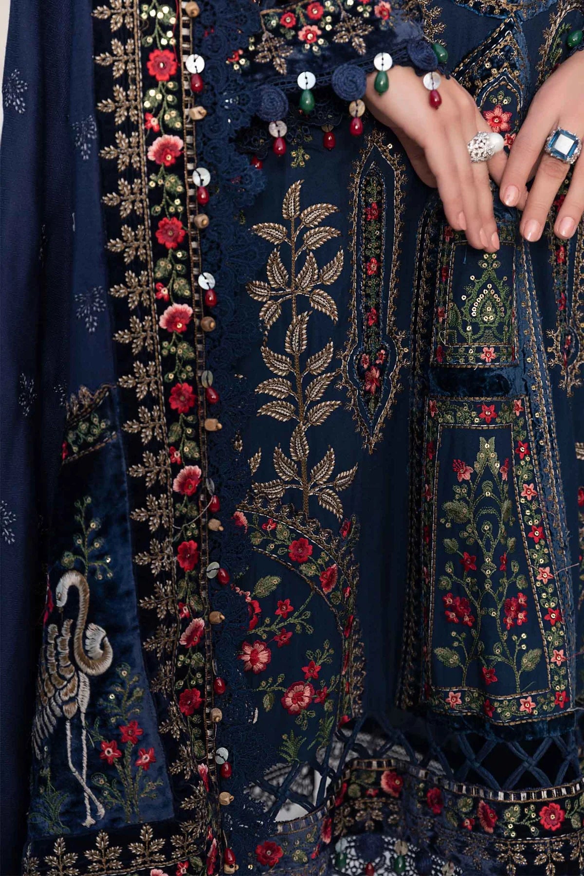 Maria B | Linen 23 | Navy Blue DL-1109 - Khanumjan  Pakistani Clothes and Designer Dresses in UK, USA 