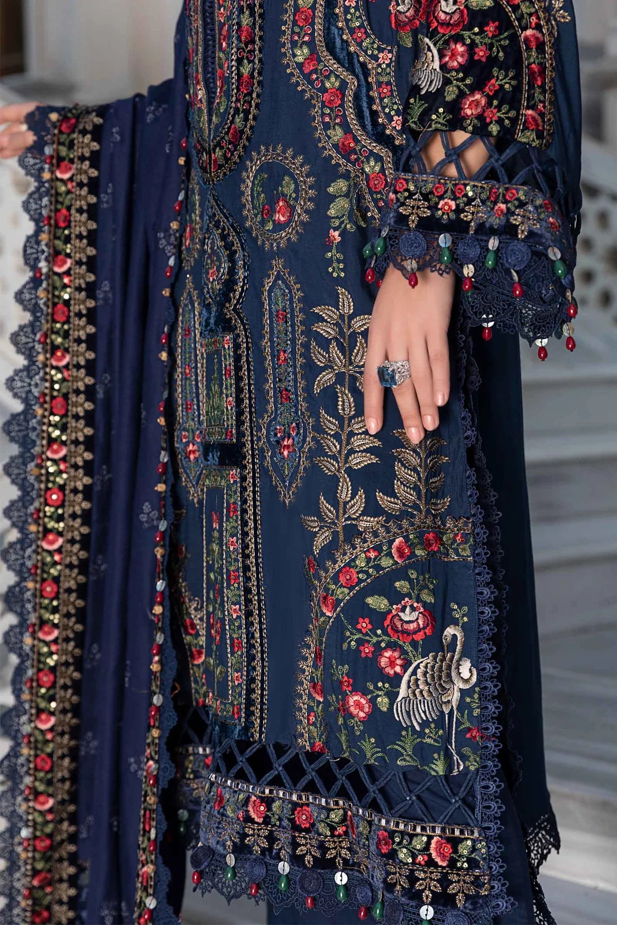 Maria B | Linen 23 | Navy Blue DL-1109 - Khanumjan  Pakistani Clothes and Designer Dresses in UK, USA 