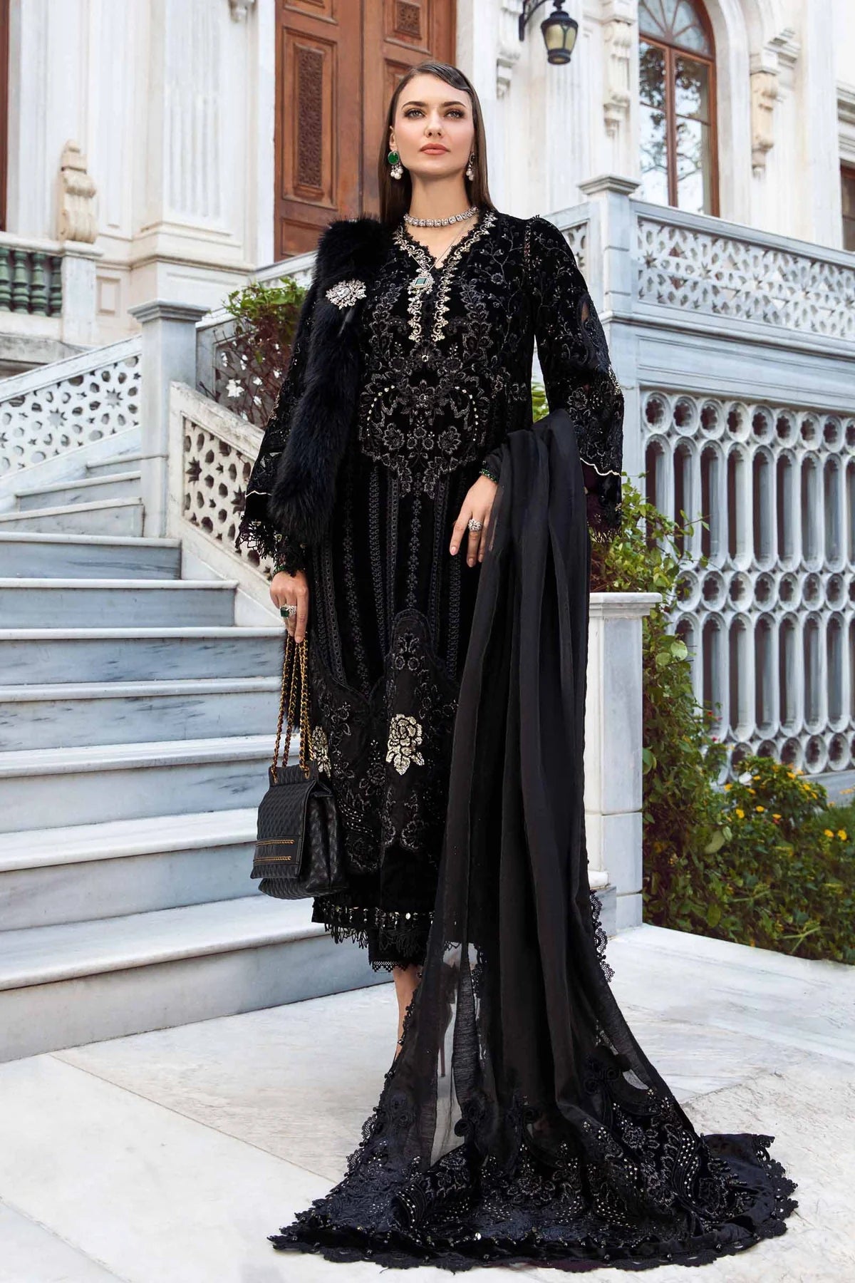 Maria B | Linen 23 | Black & Gold DL-1111 - Khanumjan  Pakistani Clothes and Designer Dresses in UK, USA 