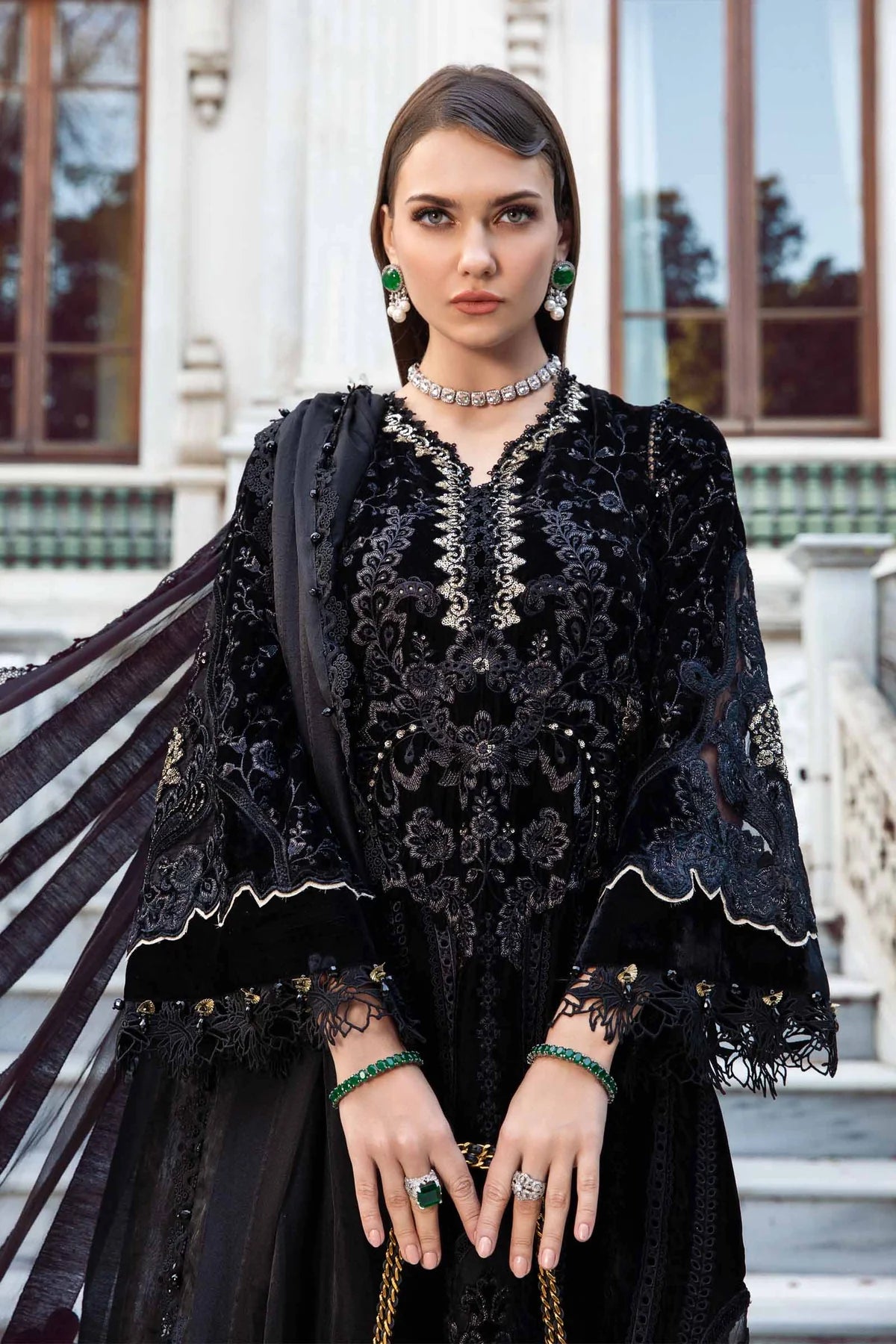 Maria B | Linen 23 | Black & Gold DL-1111 - Khanumjan  Pakistani Clothes and Designer Dresses in UK, USA 