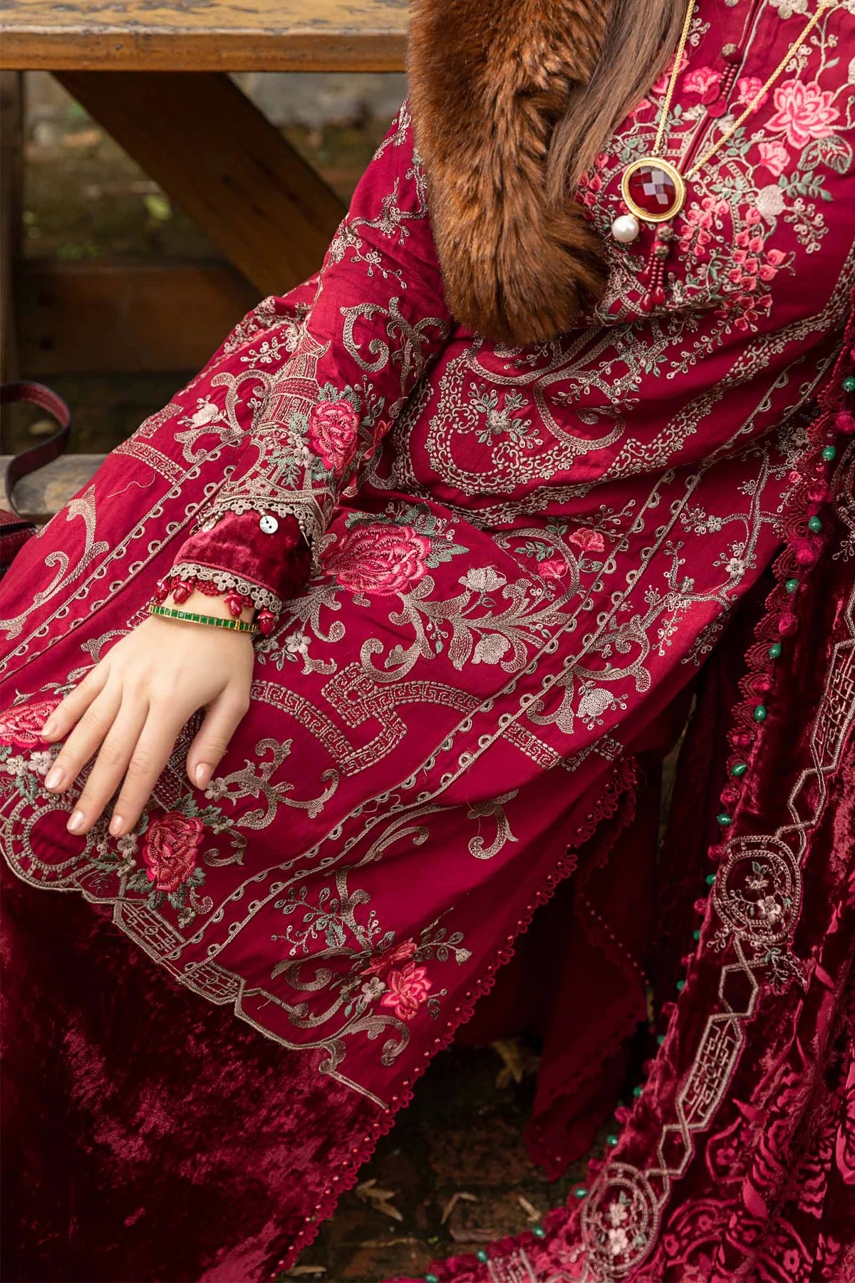 Maria B | Linen 23 | Deep Pink DL-1112 - Khanumjan  Pakistani Clothes and Designer Dresses in UK, USA 