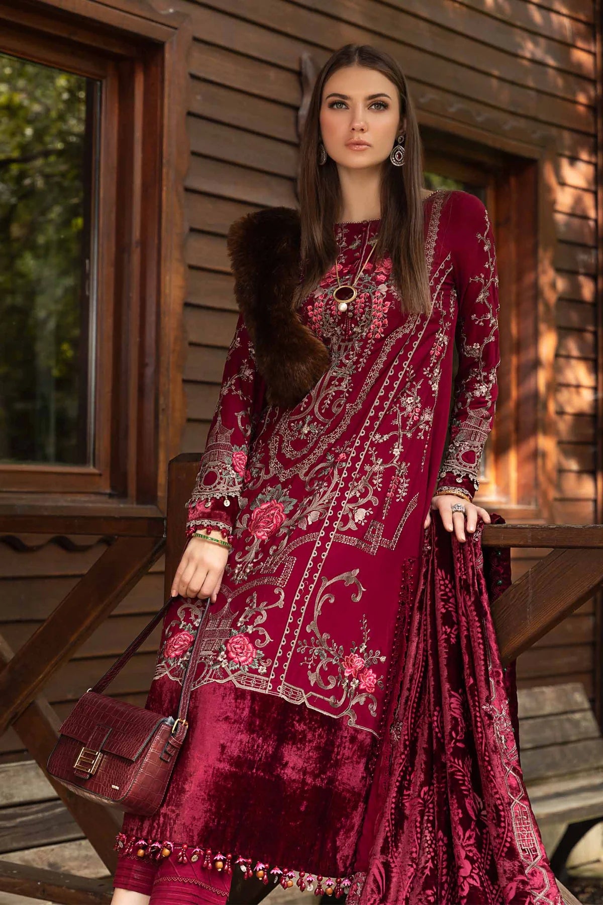 Maria B | Linen 23 | Deep Pink DL-1112 - Khanumjan  Pakistani Clothes and Designer Dresses in UK, USA 