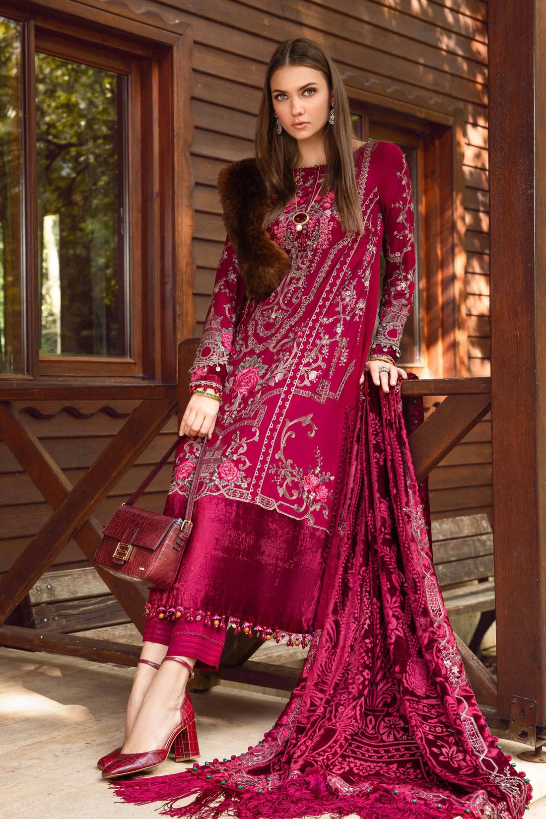 Maria B | Linen 23 | Deep Pink DL-1112 - Khanumjan  Pakistani Clothes and Designer Dresses in UK, USA 